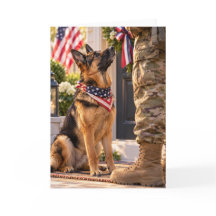 German Shepherd American Flag Card