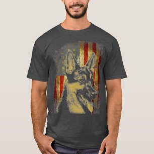 German Shepherd American Flag Dog Gift Men Women   T-Shirt