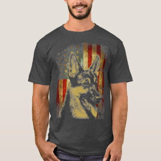 German Shepherd American Flag Dog Gift Men Women   T-Shirt