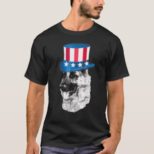 German Shepherd American Flag Hat 4th Of July Dog T-Shirt