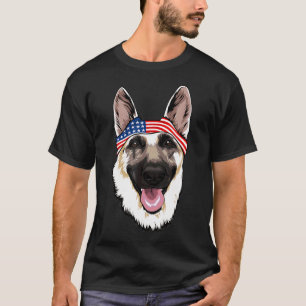 German Shepherd American Flag Hat  4th Of July Dog T-Shirt