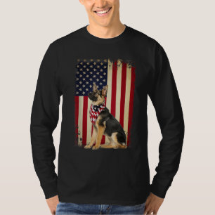 German Shepherd American Flag Independence 4th of T-Shirt