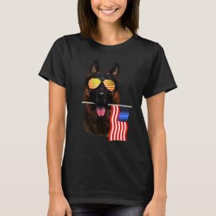 German Shepherd American Flag Independences Day T-Shirt