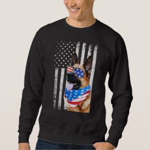 German Shepherd American Flag Patriotic Dog 4th Of Sweatshirt