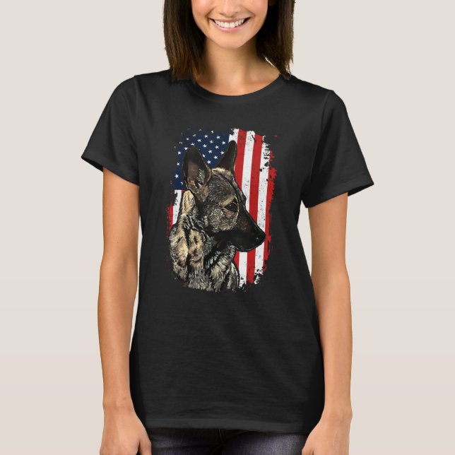 German Shepherd American Flag Patriotic Dog T-Shirt (Front)