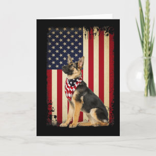 German Shepherd American Flag Shirt Independence 4 Card