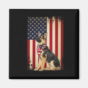 German Shepherd American Flag Shirt Independence 4 Magnet