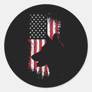 German Shepherd American Flag Shirt Usa Patriotic Classic Round Sticker