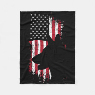 German Shepherd American Flag Shirt Usa Patriotic Fleece Blanket