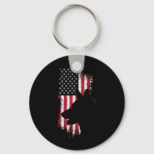 German Shepherd American Flag Shirt Usa Patriotic Key Ring