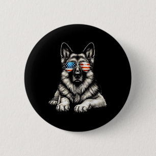 German Shepherd American Flag Sungles Patriotic 6 Cm Round Badge