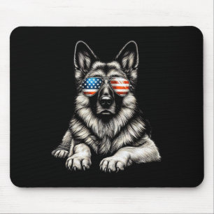 German Shepherd American Flag Sungles Patriotic Mouse Pad