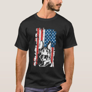 German Shepherd American Flag T-Shirt