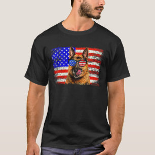 German Shepherd American Flag Usa Awesome T-Shirt