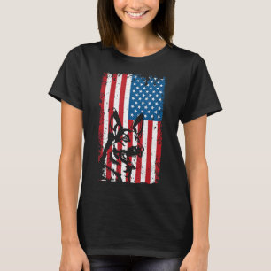 German Shepherd American Flag Usa Patriotic Dog Lo T-Shirt