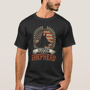 German Shepherd American Flag  Usa Patriotic Dog T-Shirt
