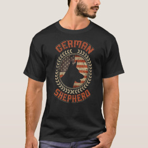 German Shepherd American Flag Usa Patriotic Dog T-Shirt