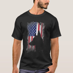 German Shepherd American Flag USA Patriotic Dog T-Shirt