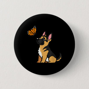 German Shepherd And Butterfly Cute Dog Butterfly 6 Cm Round Badge
