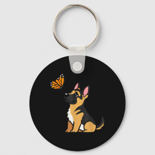German Shepherd And Butterfly Cute Dog Butterfly Key Ring