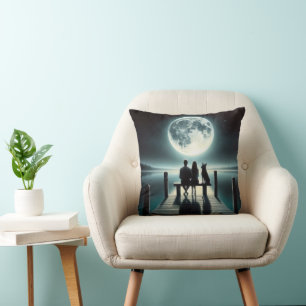 German Shepherd and Couple On a Dock Cushion