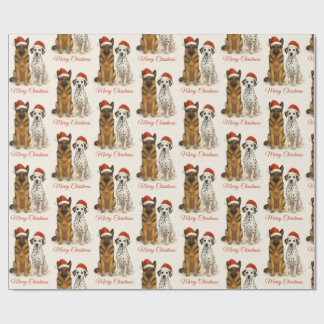 German Shepherd and Dalmatian with Santa hats  Wrapping Paper