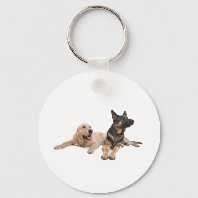 german shepherd and golden retriever key ring (Front)