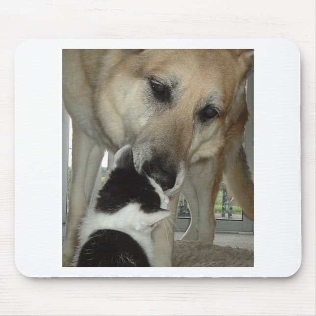 German Shepherd and Kitty Friend Mouse Pad (Front)