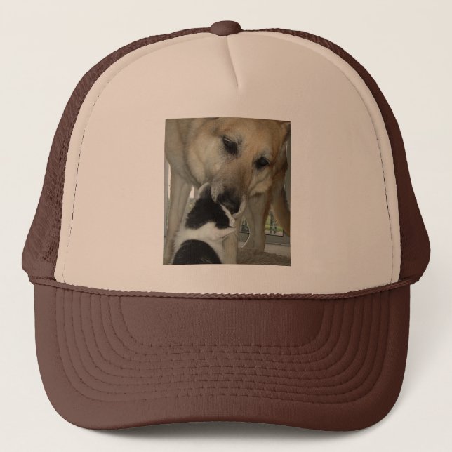 German Shepherd and Kitty Friend Trucker Hat (Front)