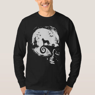 German Shepherd And Moon Halloween Costume Dog T-Shirt