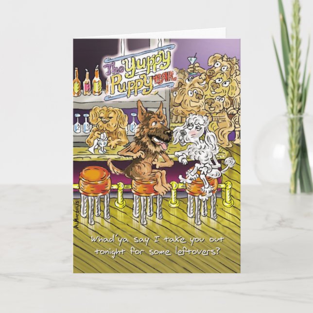 German Shepherd and Poodle Funny Anniversary Card (Front)