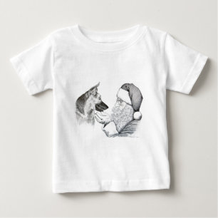 German Shepherd and Santa Claus Baby T-Shirt