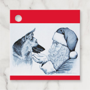 German Shepherd and Santa Claus Favour Tags