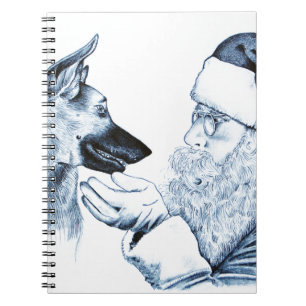 German Shepherd and Santa Claus Notebook