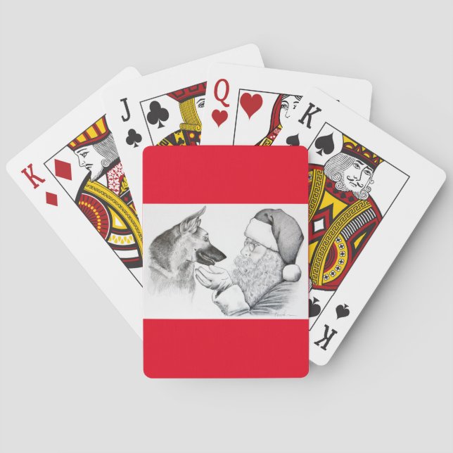 German Shepherd and Santa Claus Playing Cards (Back)