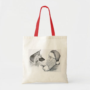 German Shepherd and Santa Claus Tote Bag