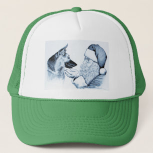 German Shepherd and Santa Claus Trucker Hat