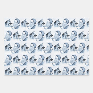 German Shepherd and Santa Claus Wrapping Paper Sheet