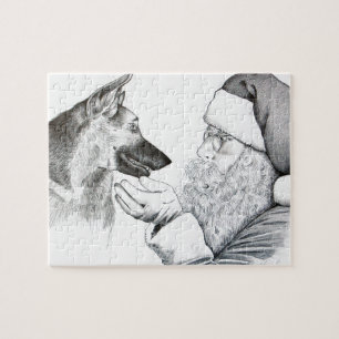 German Shepherd and Santa Jigsaw Puzzle
