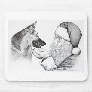 German Shepherd and Santa Mouse Pad