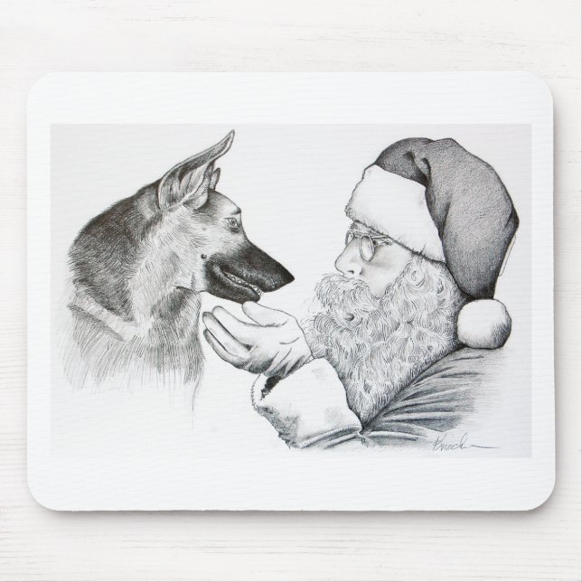 German Shepherd and Santa Mouse Pad (Front)