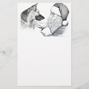German Shepherd and Santa Stationery