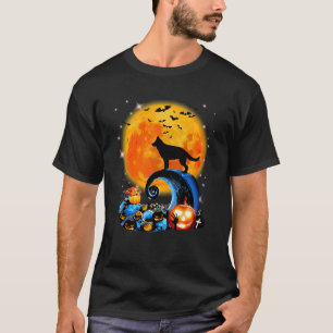 German Shepherd And Yellow Moon Halloween Funny Do T-Shirt