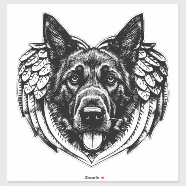 German shepherd Angel dog head art illustration (Sheet)