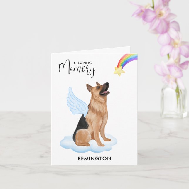 German Shepherd Angel Dog Pet Loss Sympathy Card (Orchid)