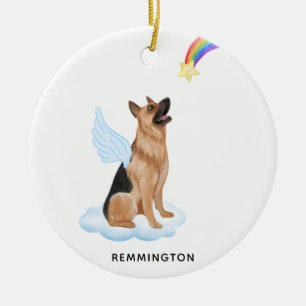 German Shepherd Angel Personalise Pet Dog Memorial Ceramic Ornament