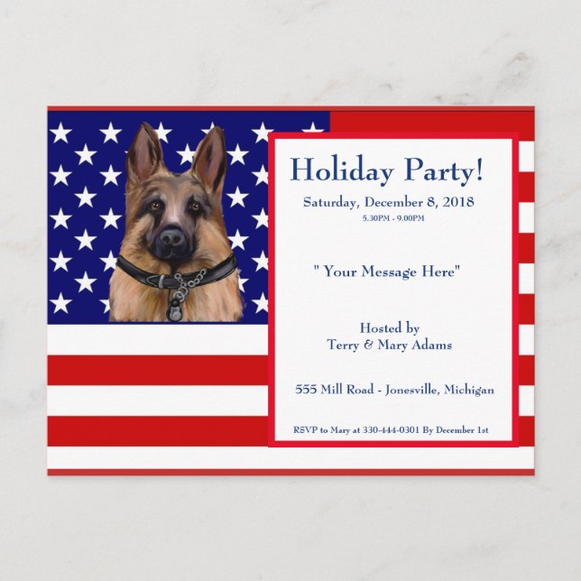 German Shepherd Announcement Postcard (Front)