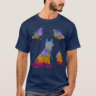 German Shepherd Art Colourful Dog And Butterflies T-Shirt