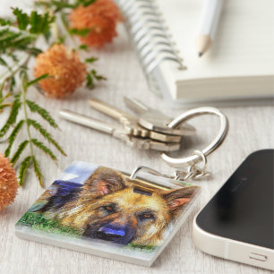 German Shepherd Art Key Ring