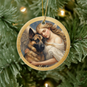  German Shepherd Art Photo Keepsake Christmas Ceramic Ornament